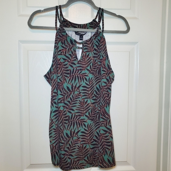 41 Hawthorn Green Leaf Print Top Sz L - Picture 1 of 7